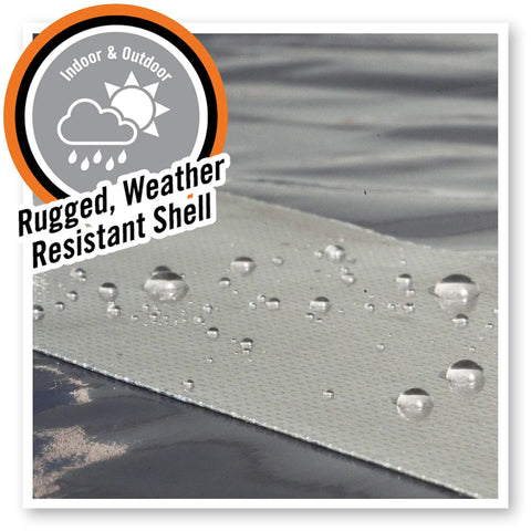 Heavy Duty Silver Duct Tape 1.88 Inch By 35 Yard Double Thick Adhesive With Reinforced Backing Built Tough Grips Wood Stucco Brick Metal And Rough Surfaces Weather Resistant Single Roll showing water droplets on weather resistant surface.
