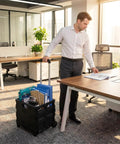 Heavy-Duty Rolling Utility Cart With Collapsible Crate, 60Lb Capacity, in office setting with documents and supplies inside cart