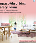 Living room with Back To School Kid Friendly Edge And Corner Guard Set for furniture, coffee table with safety foam.