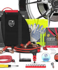 Roadside Ready 12-Foot Heavy Duty Jumper Cables And 378-Piece Car First Aid Kit Roadside Emergency Kit with tools and glow sticks