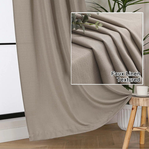 Stone Curtains Two Panel Set For Living Room, Semi Sheer Light Filtering Drapes, Faux Linen Texture, 40x78 Dual Rod Pocket