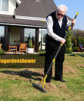Man using Heavy Duty Pro Grade Thatch Rake For Lawns 15 Inch Dual Action Dethatcher in garden