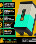 Superior grip product by Mangrove Products, featuring high pressure EPDM rubber and laser cut molding, with American flag emblem.