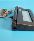 Premium USB Electronic Signature Capture Pad With Pressure Sensitive Tracking For Crisp Biometric Paperwork And A Zero Fuss Plug Play Setup That Really Knocks Out Contract Signings In Record Time For Sure, side view with grey cable attached.