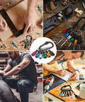 Aluminum Alloy Quarter Inch Hex Shank Screwdriver Bits Holder Extension Bar For Drill And Nut Driver Portable Keychain in use.