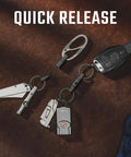 Titanium Detachable Key Ring Connector With Double End Swivel, Rotating Key Organizer Link For Carabiner, Durable Black KA24BK1 Pack displayed.