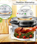 Infrared Air Fryer Convection Oven For Countertop, Halogen Toaster Style, 13 Quart 1200W, cooking a turkey with vegetables