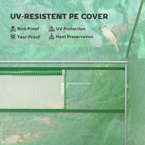 13 Ft By 10 Ft Hoop House Greenhouse With Large Windows And Roll-Up Zippered Door, Walk-In Tunnel Design, Upgraded Galvanized Steel Frame, Durable PE Cover For Easy Garden Growth, Dope Indoor Outdoor Plant Hot House
