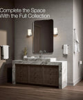 Composed 18 Inch Towel Bar In Polished Chrome, Tarnish Resistant, shown in sleek modern bath setup