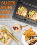 Bakers Friend Mini Panini Press Electric Griddle Non Stick Surface Stainless Steel Compact Sandwich Maker For Pancakes Eggs And Toast Quick And Easy Kitchen Gadget Perfect For Small Spaces And Busy Mornings with grilled sandwiches and oatmeal.