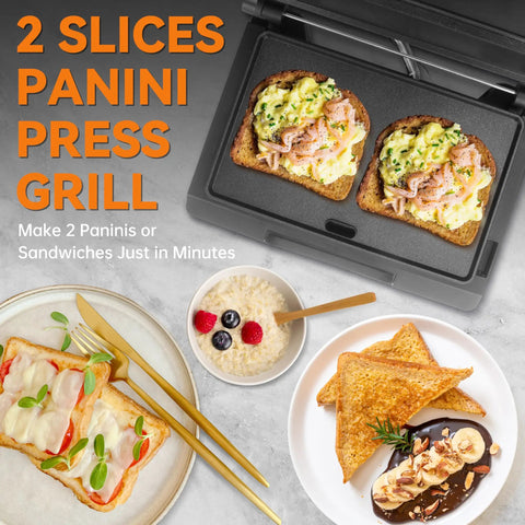 Bakers Friend Mini Panini Press Electric Griddle Non Stick Surface Stainless Steel Compact Sandwich Maker For Pancakes Eggs And Toast Quick And Easy Kitchen Gadget Perfect For Small Spaces And Busy Mornings with grilled sandwiches and oatmeal.