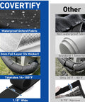 Comparison of five layer Workhorse HVAC insulation cover and standard fabric, highlighting Oxford fabric, foil layer, temperature tolerance.