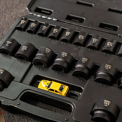 19-piece 1/2 Inch Drive Impact Socket Set SAE Cr-Mo Steel inside heavy-duty storage case