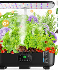 Indoor Hydroponic Garden Kit With 15 Pods LCD Touch Panel 6L Reservoir Smart Misting System for herbs, veggies, flowers, and fruit.