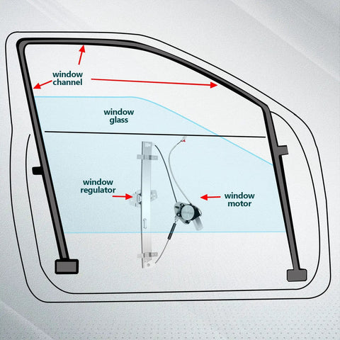 Diagram of Honda Pilot Rear Right Passenger Side Power Window Regulator With Motor Replacement For 2003 To 2008 Direct Fit OE