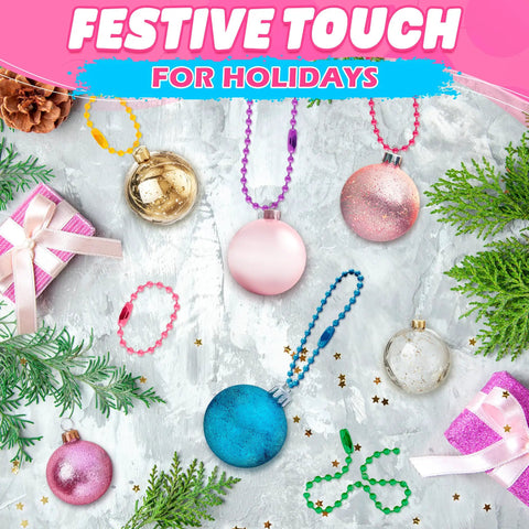 200 Pieces Ball Chain Keychains Bulk Pack With 4.72 Inch Metal Links In 15 Assorted Colors For DIY Crafts, Jewelry Making, Party Favors, School Projects, And Creative Hobby Builds. Holiday ornament display