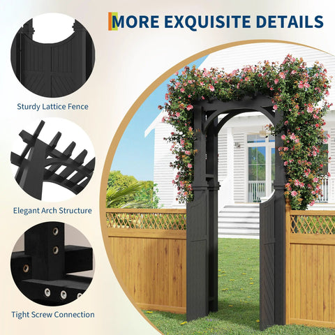 Garden Arbor With Gate And Trellis For Climbing Plants Outdoor Arch For Roses Ivy And Morning Glories Dope Wedding Backdrop