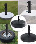 Beefy Heavy Duty Umbrella Base Tube For Outdoor Patio Umbrella Stand With Universal Pole Bracket on various base types