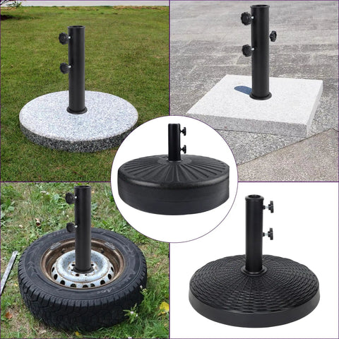 Beefy Heavy Duty Umbrella Base Tube For Outdoor Patio Umbrella Stand With Universal Pole Bracket on various base types