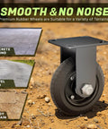 Beefy 6 Inch Caster Wheels Set Of 2 With Solid Rubber 850Lb Heavy Duty Plate Casters Double Ball Bearing Knobby Tread