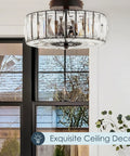 Glam Ceiling Light Fixture Semi Flush Mount In Oil Rubbed Bronze With Crystal Accents, 11.5x11.5x6 inches, Living Room Decor