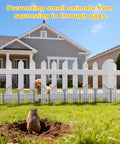 Rustproof Metal Garden Fence 17 Inch By 10 Feet No Dig Animal Barrier installed in yard for animal control