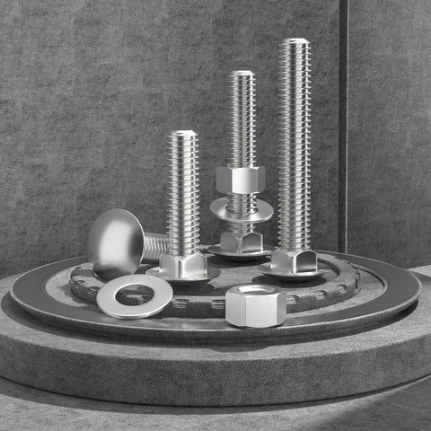 Heavy Duty 5/16-18 Carriage Bolts Kit 1 Inch Stainless Steel 304 18-8 Round Head Square Neck With Nuts And Flat Washers