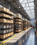 Beefed Up Storage Shelves With Adjustable Height, 3840 Lbs Capacity, in a warehouse filled with boxed items, maximizing vertical space