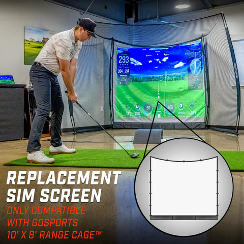 Golfer using Replacement Simulator Screen For 10 X 8 Foot Range Cage Upgrade Any Style Range Cage To A Full On Simulator Bay