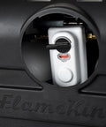 Side view of Dual 30Lb LP Propane Tank Cover For RVs And Travel Trailers Heavy Duty Black Plastic With Side Regulator Access Port