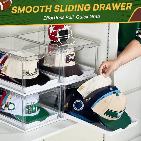 Stackable Hat Organizer Rack With Smooth Sliding Tray Keep Your Favorite Baseball Caps And Beanies Legit Tidy In This No Sweat 2 Pack For Cabinet Shelves