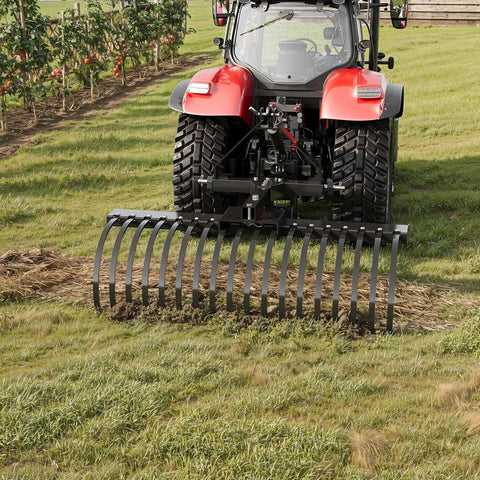 Tow Behind Dethatcher 50 Inch Wide With 18 Steel Tines, 3 Point Lawn Dethatcher Rake For Tractor Attachments, landscape grooming