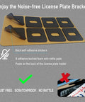 License Plate Bracket Holder Front Mounting Kit anti-rattle foam pads with adhesive backing and installation instructions