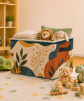 Boho Abstract Botanical Foldable Storage Bins for Home Organization Collapsible Fabric Cubes holding toys and blankets.