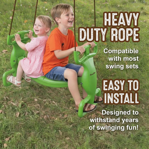 Children enjoying Double Rider Glider Swing For Kids Backyard Dual Swingset Accessory Back To Back Outdoor Swing For Playsets