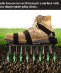 Lawn Aerator Shoes With Spike Tines For Easy Soil Aeration Durable Plates And A Secure Adjustable Three Strap Buckle Slip Resistant Footwear