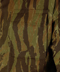 Men's Ripstop BDU Uniform Coat Built Tough Military Style Jacket With Four Cargo Pockets Drain Holes Asian Tiger Stripe Camo close-up of fabric.