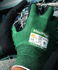 Nitrile Cut Resistant Work Gloves With Green Knit Shell And Premium Coated Palm Reusable Durable Grip in workshop