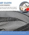 Close-up of black net cloth on Floor Register Trap Cover Screen For Home Air Vents 4x10 Inch 4 Pack Black Durable Nylon Mesh Guard