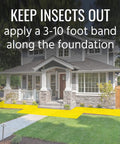 Image showing a house with instructions to apply a 3-10 foot band using Ant Killer Plus Insect Control 3 Lb Bags Two Pack.