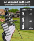Hidden Golf Bag Cooler With Ice Pack Insulated Six Can Beer Sleeve displayed next to a golf bag, showing interior slots and design features.