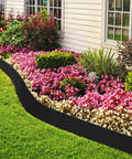 6 Inch Tall 33 Foot Landscape Plastic Edging Kit No Dig Install Including 3 Connectors 30 Spikes And 1 Hammer For Garden Beds Lawns And Yards Black Weather Resistant Easy To Install Durable Flexible Plastic Border along colorful flower bed.