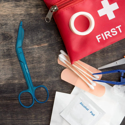 Go-To Bandage Scissors For First Aid Safety Trauma Shears 5.5 Inch Stainless Steel Durable Rust-Free Medical Cutters For Home Nursing, Easy-Cut Ergonomic Design, Professional Quality, Sharp Blades, Ready For Quick Bandage Work, near first aid kit