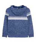 Cozy Kids Zip Hoodie With Fleece Flannel Lining Full Zip Hooded Sweater for Spring Fall and Winter, back view, blue design