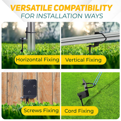 14 Inch Full Spiral Blade Mobile Home Ground Anchor Kit 4 Pack with screw-in L brackets, U bolts, versatile installation examples