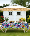 Outdoor Tablecloth With Umbrella Hole And Zipper Paisley Print Waterproof Patio Cover For Spring And Summer Stain Resistant And Wrinkle Free 60 By 84 Inch Rectangle Tablecloth For Picnics Backyards And Al Fresco Dining Must Have on patio table under umbrella
