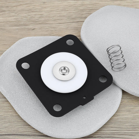Replacement diaphragm repair kit for Goyen valve K2501: white diaphragms, metal hub, black mounting plate, spring.