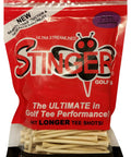 Natural 3 Inch Golf Tees For Adults Unisex 200 Count With Smaller Tee Head For Less Drag in red packaging