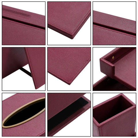 Details of Premium Leather Desk Organizer Set Boss Level With Desk Pad And Blotter, 15 Piece Office Accessories Kit, Burgundy