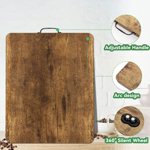 Slick Rolling Appliance Tray For Quiet Coffee Maker Sliding With No Sweat Countertop Moving Rustic Finish, adjustable handle and silent wheels.